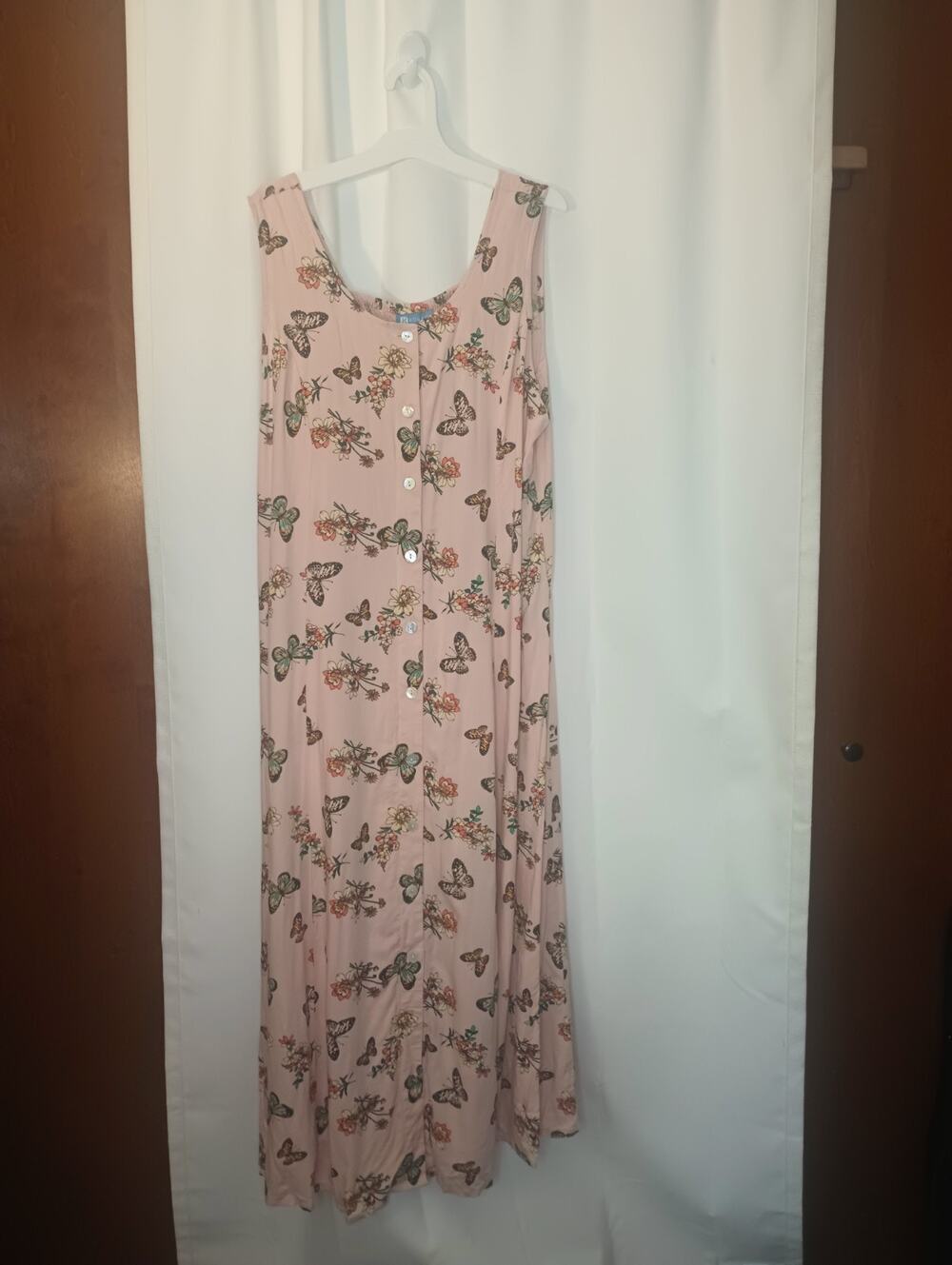 Koret Women's Button Up Butterfly Floral Maxi Dress 1X Fairy Cottage Whimsical